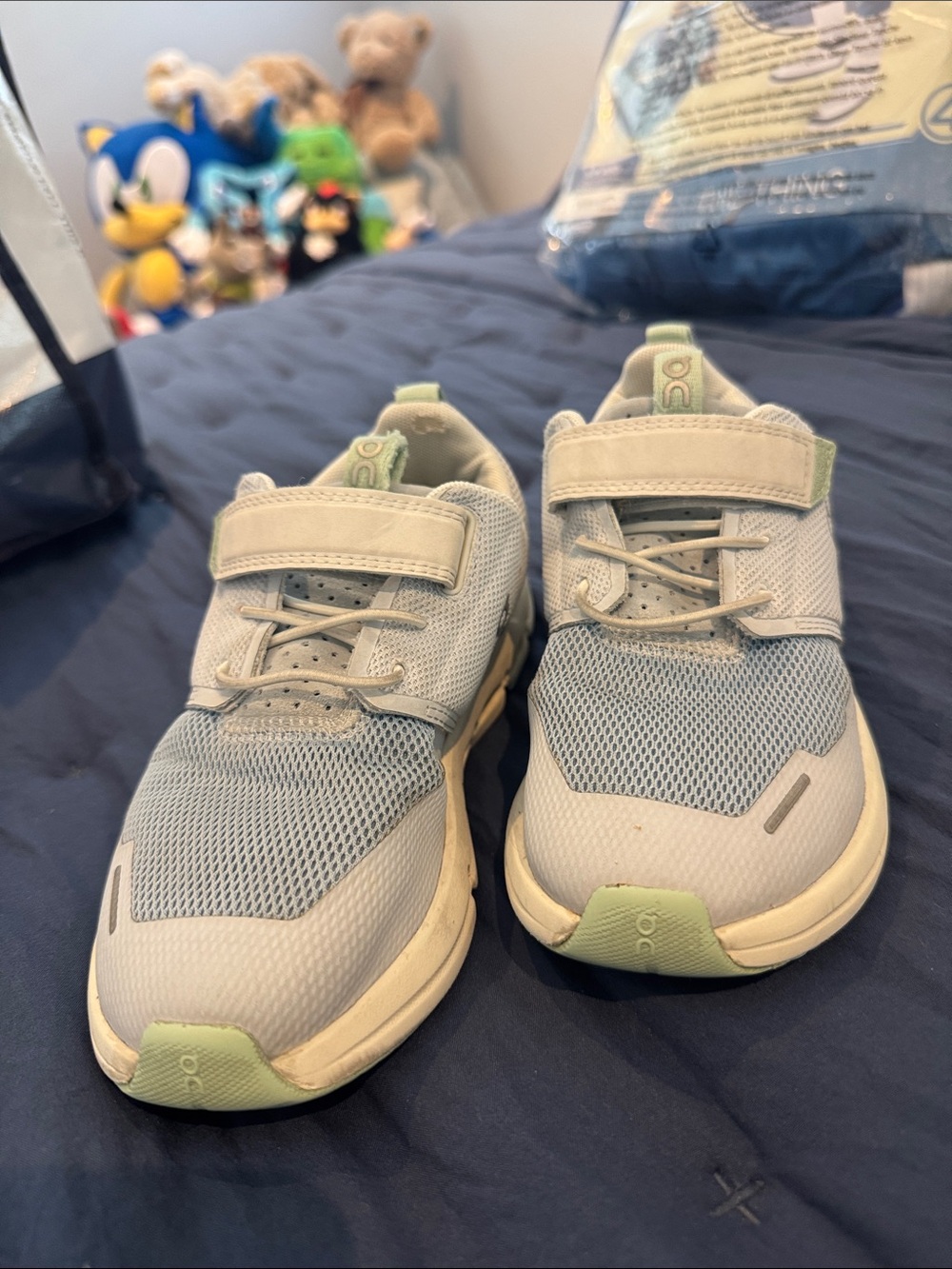 On Running Kids Light Blue Sneakers with Pale Green Accents